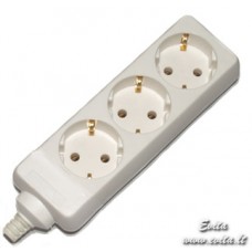 Power cable extenders block with 3 earthed sockets 