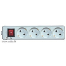 Power cable extenders block with 4 earthed sockets and switch