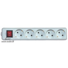Power cable extenders block with 5 earthed sockets and switch
