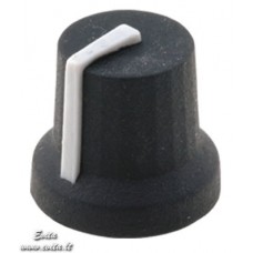Knob with rubber surface 6mm shaft black/white