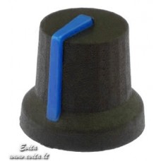 Knob with rubber surface 6mm shaft black/blue