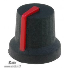 Knob with rubber surface 6mm shaft black/red