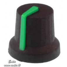 Knob with rubber surface 6mm shaft black/green