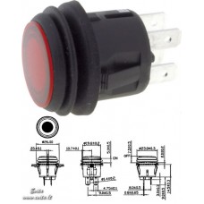 Push button R13527B2L02BRN2 6A/250VAC ON-OFF red with lighting and waterproof