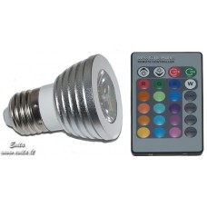 Lemputė 230V 3W LED E27 RGB su NV pulteliu