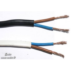 Cable H03VVH2-F 2x0,5mm², 1m. baltas
