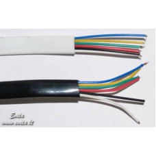 Telephone cable 6-wire flat, black , 1m.