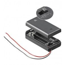 Battery holder 2xR6(AA) with lead wire and closed housing