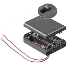 Battery holder 3xR6(AA) with lead wire and closed housing