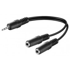 Cable "Ø3.5mm male stereo – 2x Ø3.5mm female stereo" 0.2m
