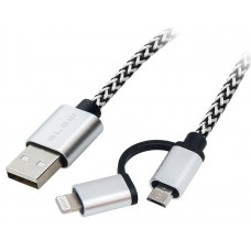 Kabelis "USB A kištukas – micro USB/Lightning kištukas" pintas laidas 1m