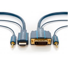 Cable "HDMI male + Ø3.5mm male – DVI-D male + Ø3.5mm male" 3m  Clicktronic