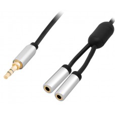 Cable "Ø3.5mm male stereo – 2x Ø3.5mm female stereo" 0.15m