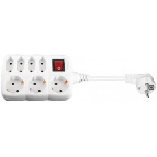 Power cable extender 1.5m. with 7 AC power sockets and switch