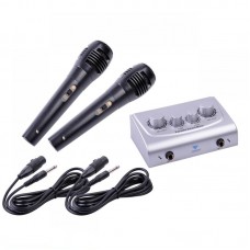 Karaoke console with dynamic microphones