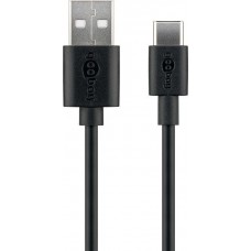 Kabelis "USB-C kištukas - USB-A kištukas" 1m  USB2.0 3A