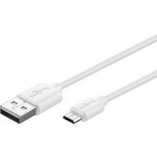 Kabelis "USB A - Micro USB B" 1m 2-2.5A baltas