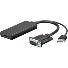 Kabelis "HDMI lizdas - VGA kištukas + USB A kištukas" 0.1m