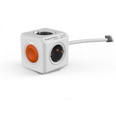Extension Cord 1.5m PowerCube Extended Remote Single with Button 4 Sockets (White)