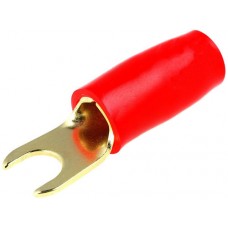 Fork terminal 4.2mm goldplated for 10mm² cable red