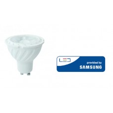 LED Lemputė 7W V-TAC GU10 su lęšiu (3000K) šiltai balta SAMSUNG LED