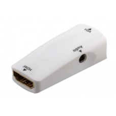 Signalo keitiklis "HDMI kištukas – VGA lizdas + Ø3.5mm lizdas" baltas