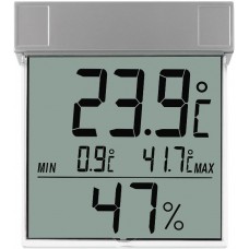 Thermometer hygrometer TFA for outdoor temperature, mounted on a window