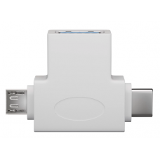 Adapteris "USB-A 2.0 - Micro B - USB-C" Baltas