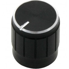 Knob with pointer for 6mm shaft, black - silver ø14.7mm