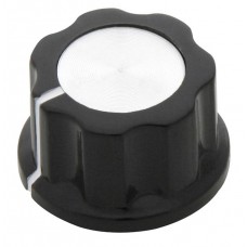 Knob with pointer for 6mm shaft silver/black ø19mm