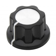 Knob with pointer for 6mm shaft silver/black ø23mm